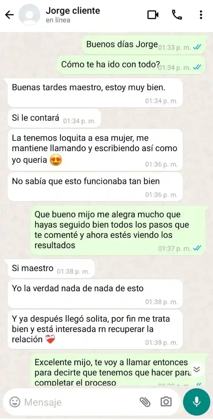 Testimonio WhatsApp - Separación de amantes exitosa